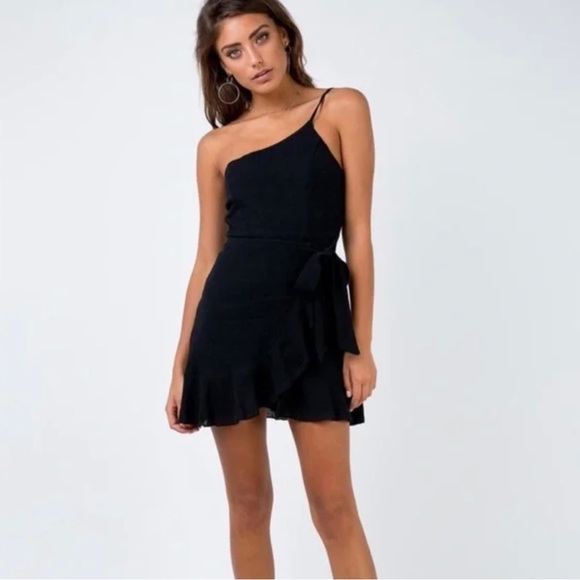 midi black tie dress Shoulder Adrian TAG: FINAL SALE SIZE:US 8 zingj Vintage Black Floral